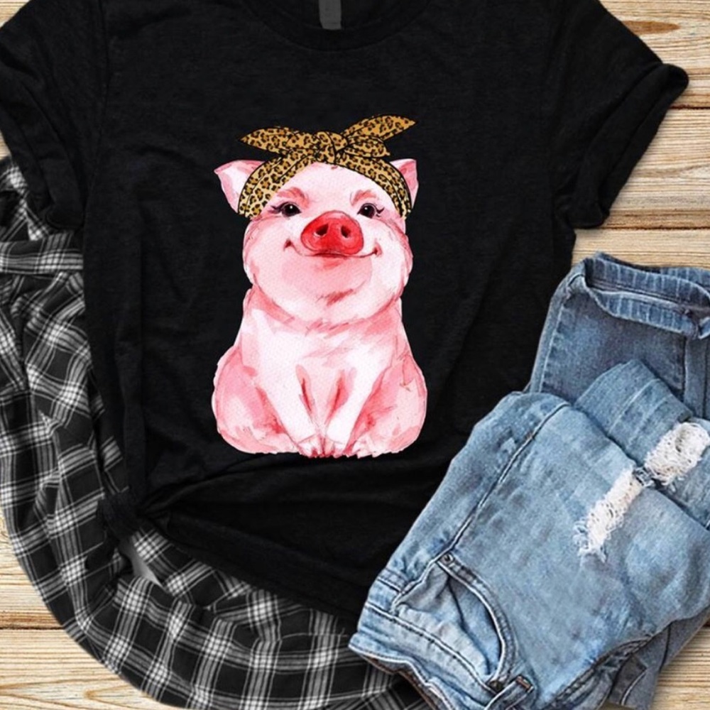 NEW Black & Pink Piggy 🐷 Tee